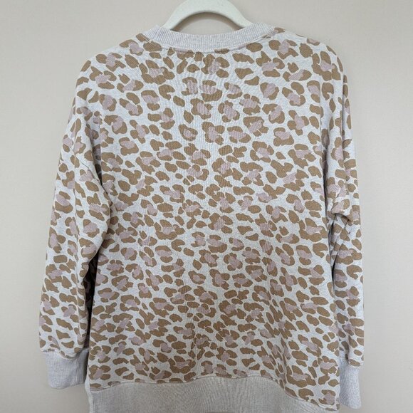 Aerie leopard print long sleeve medium sweatshirt brown pink cream cottagecore - Picture 4 of 10